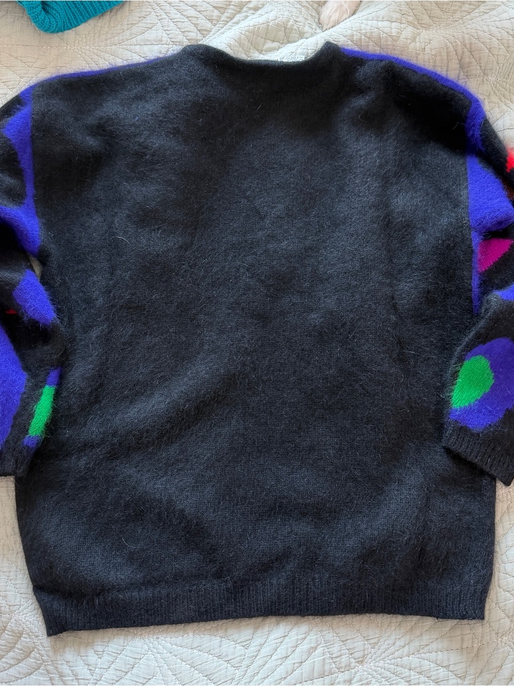 Rafaella 80's Abstract Multicolor Fuzzy Vintage Knit Sweater - Picture 5 of 5